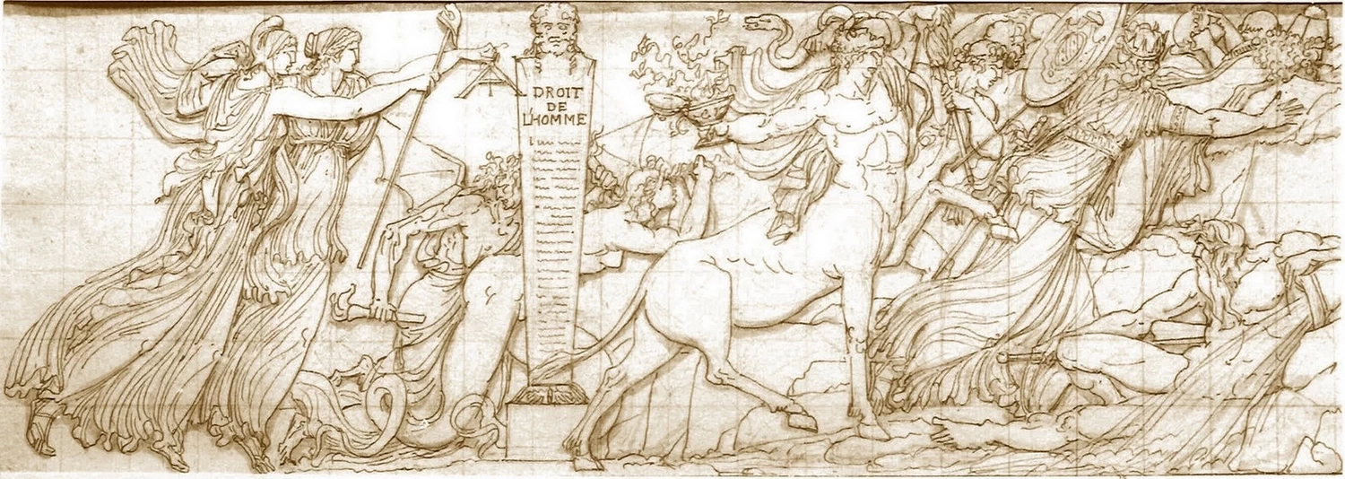 Libertà e Uguaglianza scacciano le caste privilegiate dal loro territorio - disegno